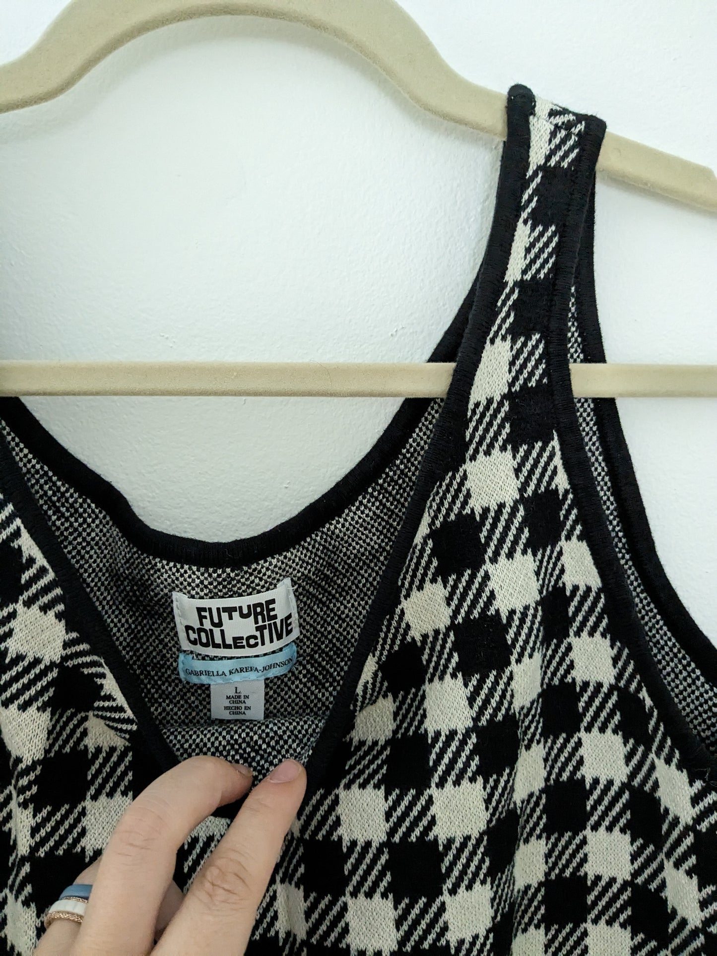 NWOT Future Collective black and white checker cropped tank | Size L