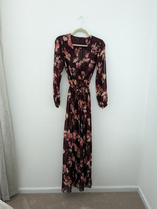 Floral maxi dress with open long sleeve | Size Small