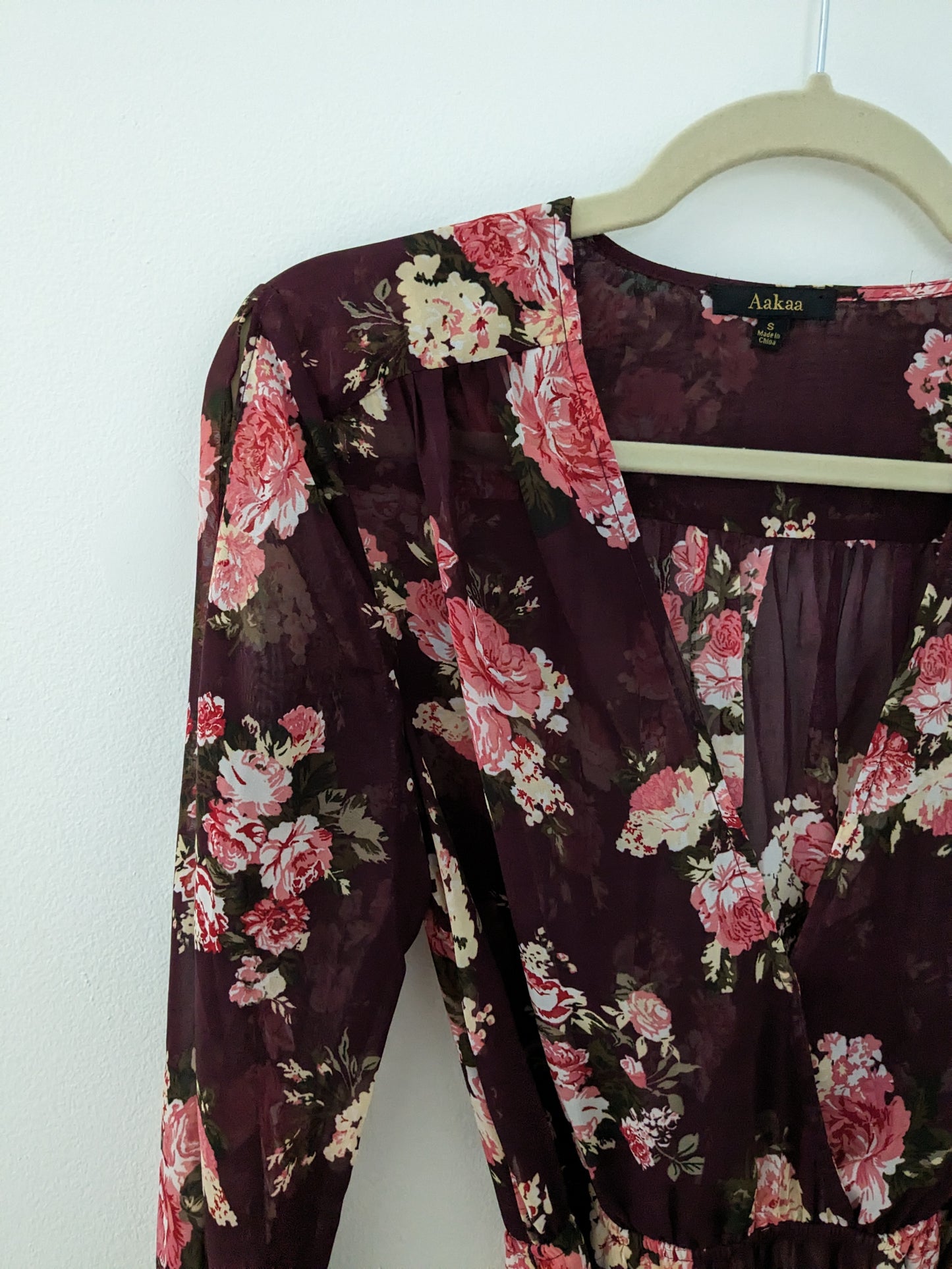 Floral maxi dress with open long sleeve | Size Small