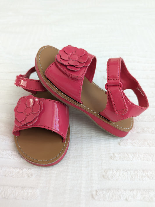Girls 7 - Gymboree Pink Flower Velcro Sandals