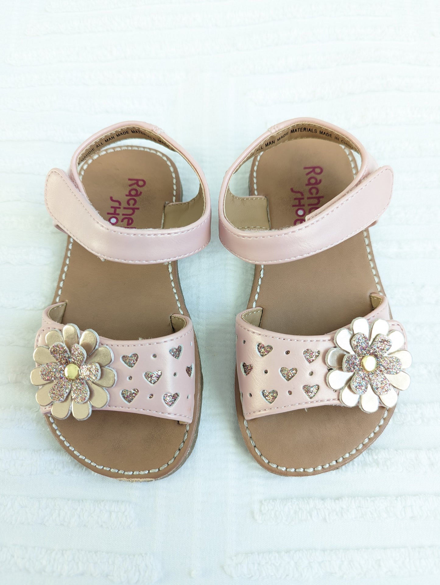 Girls 9 - Rachel Shoes Pink Flower Velcro Sandals