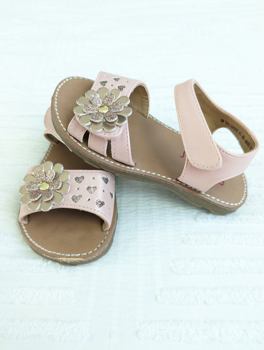 Girls 9 - Rachel Shoes Pink Flower Velcro Sandals