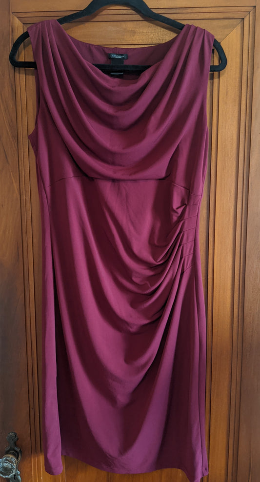 Ann Taylor Factory Maroon Draped Dress - 10 - PPU 45226