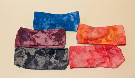 #17  5 pieces Girls Tie Dye Elastic Sports Headband EUC