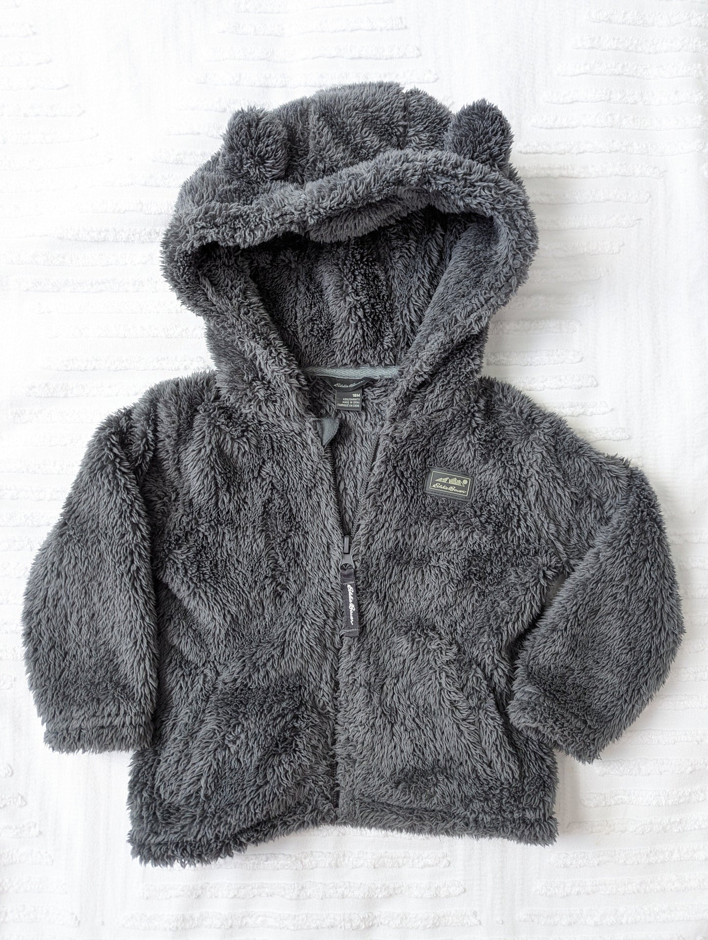 #164 - Eddie Bauer - Gender Neutral 18 Months Fleece Hooded Zip Up (VGUC)