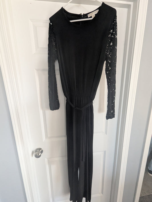 #17 Michael Kors Pant Jumpsuit with Lace sleeves and waist tie, M, EUC