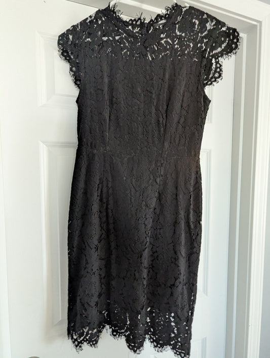 #17 Black Lace Dress with cap sleeves, M, EUC