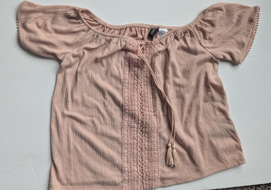 #17 Pink Girls off the Shoulder Top, Size M EUC