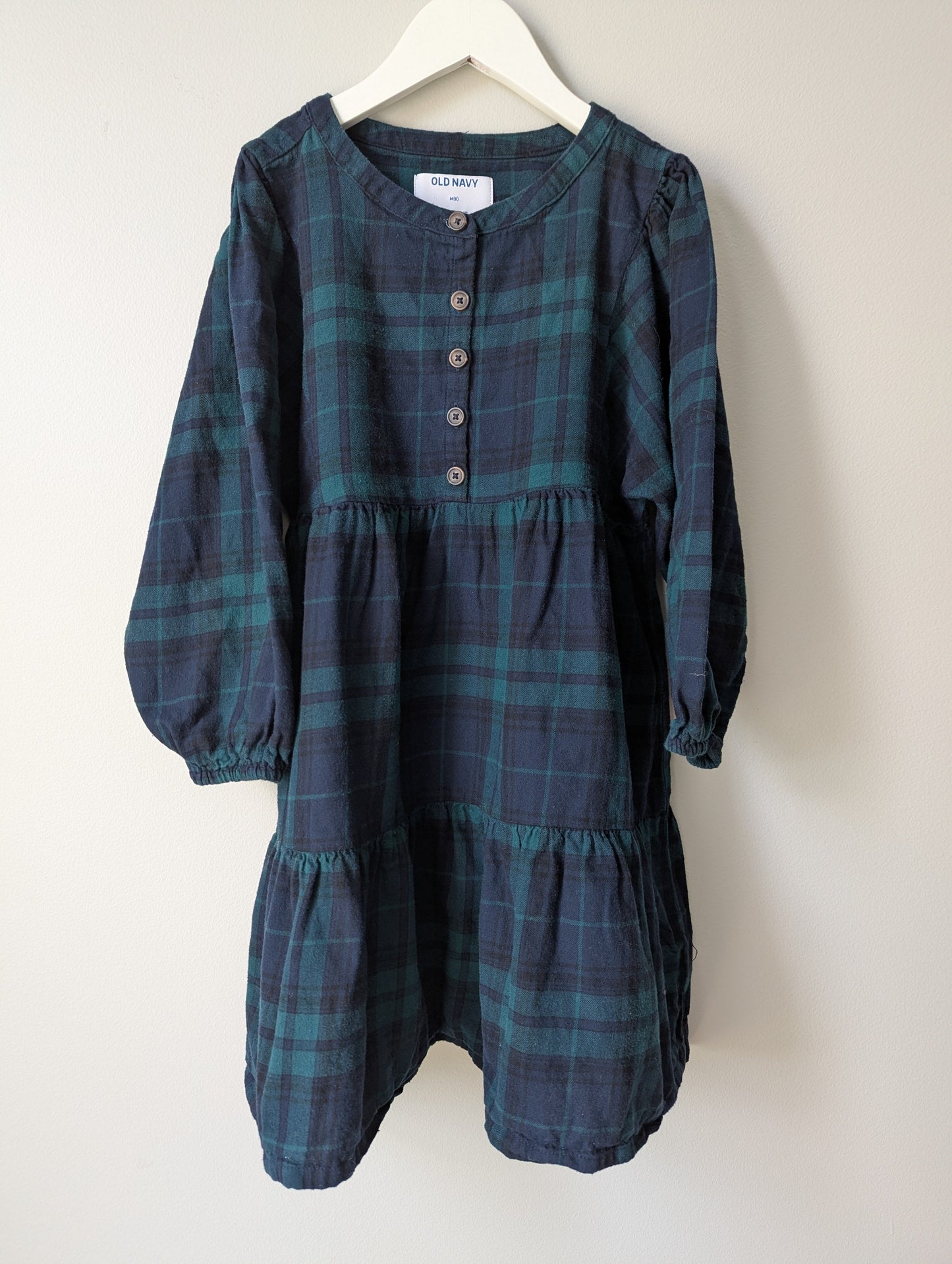 #164 - Old Navy - Girl's 8 Blackwatch Plaid Dress (EUC)