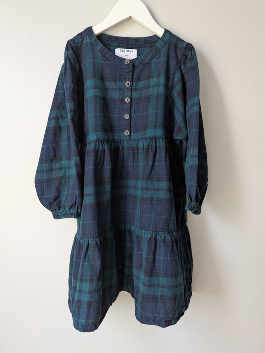 #164 - Old Navy - Girl's 8 Blackwatch Plaid Dress (EUC)