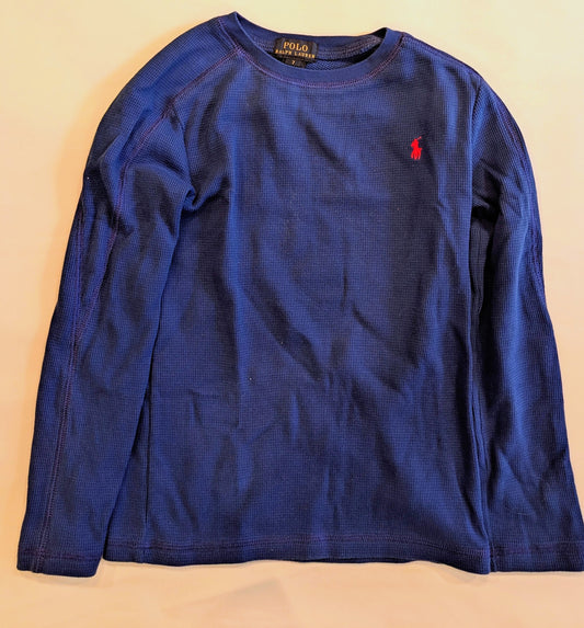 #125 Ralph Lauren Waffle Long-Sleeve Shirt Size 7