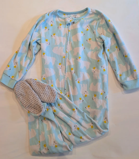 #125 Carter's Polar Bear Fleece Zip PJs 4T