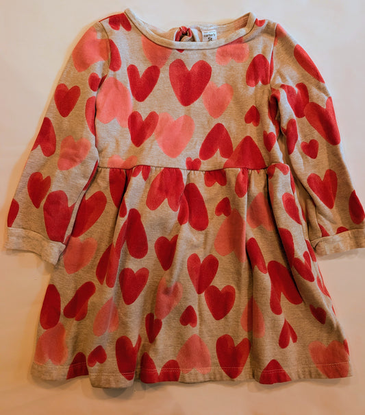 #125 Carter's 5T Long-Sleeve Heart Dress