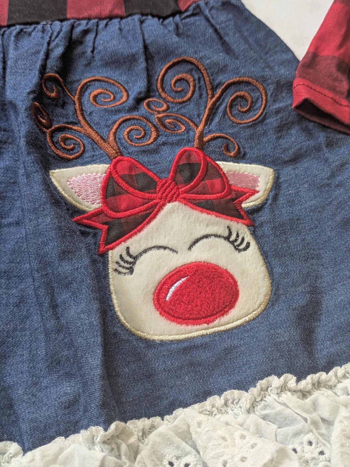 #52 REDUCED PRICE Marie Nicole 3T Buffalo Plaid Reindeer Dress
