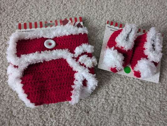 Seller 123 - Santa Baby Diaper Cover and Slippers - reduced