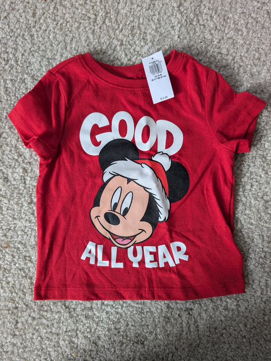 Seller 123 - Christmas Mickey Shirt 12-18mo NWT - reduced