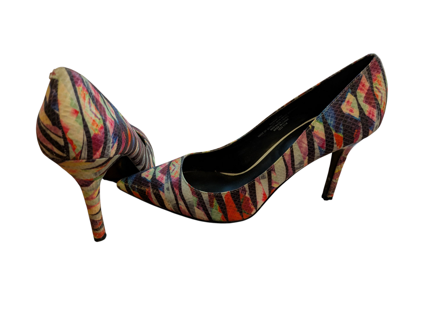 #52 Nine West Size 10.5 Multi-colored Tiger Stripe Heel