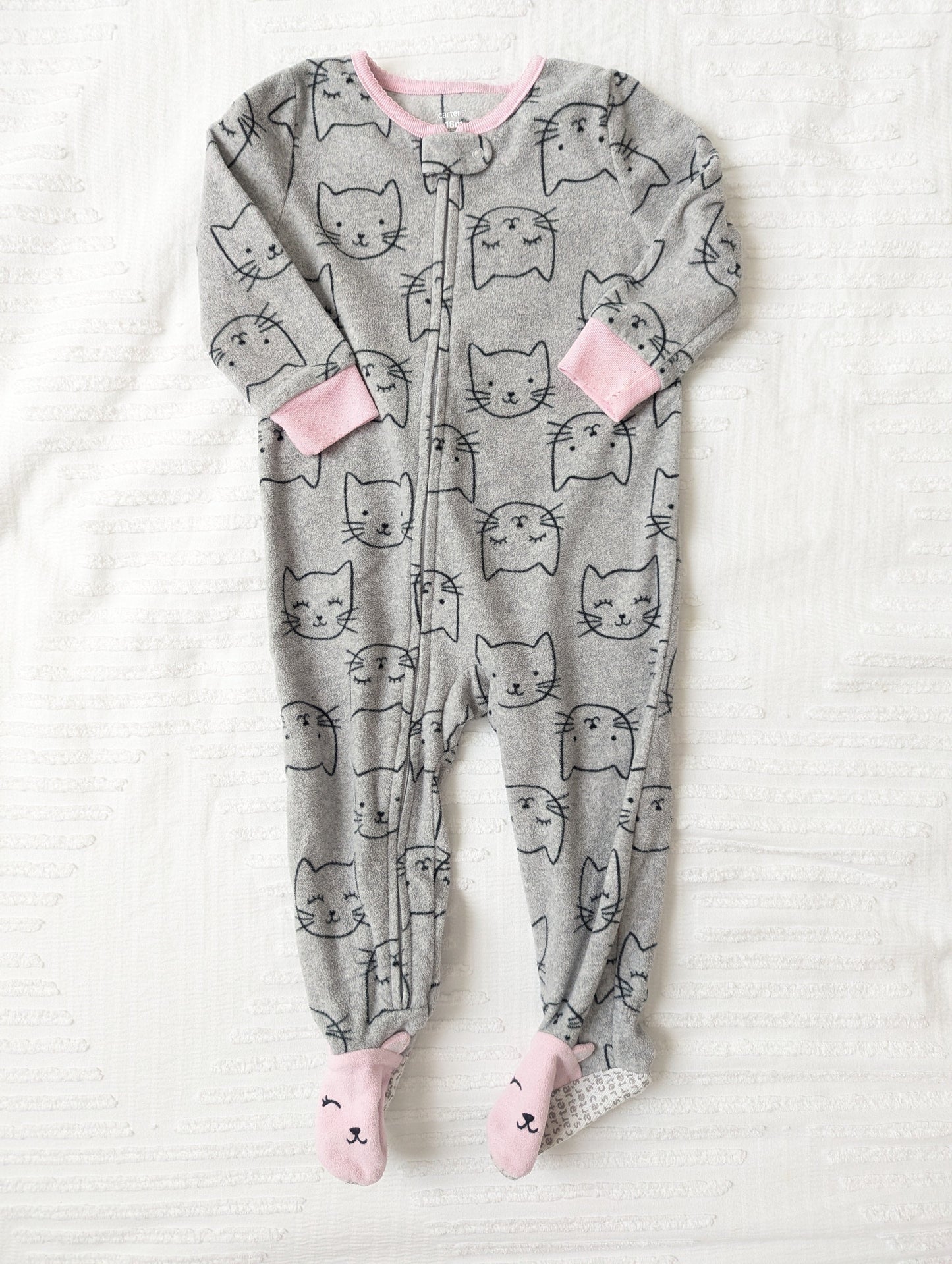 #164 - REDUCED Carter's - Girl's 18 Months Zipper Fleece Footie Sleeper (VGUC)