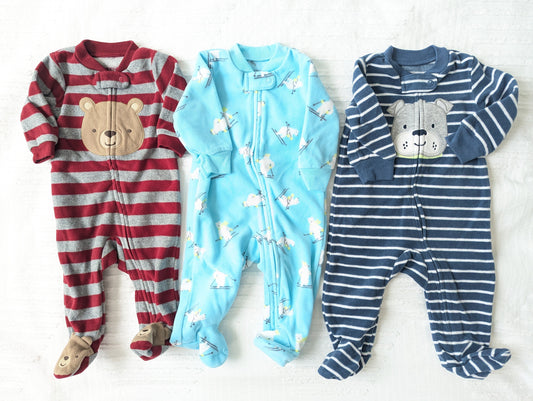 #164 - REDUCED Carter's - Boy's 3 Month Fleece Footie Sleepers (VGUC)