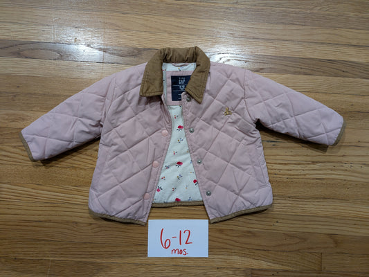206 Gap Pink Quilted Jacket Girls 6-12 mos