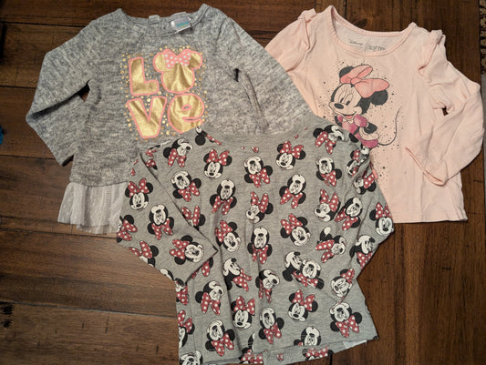 #5 2T Girls Minnie Mouse Long Sleeved Bundle