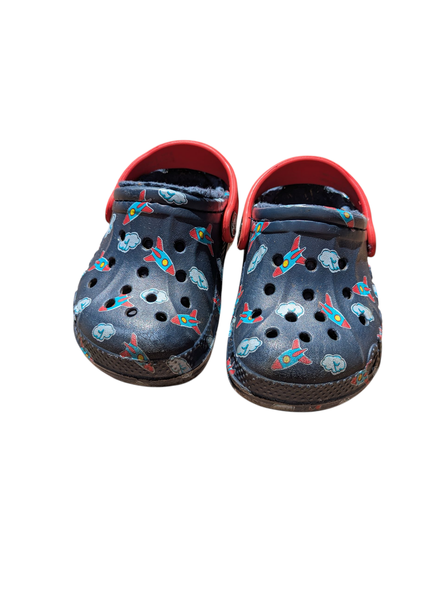 #52 REDUCED PRICE Crocs 6C Fleece-lined Rocket print Baya shoes