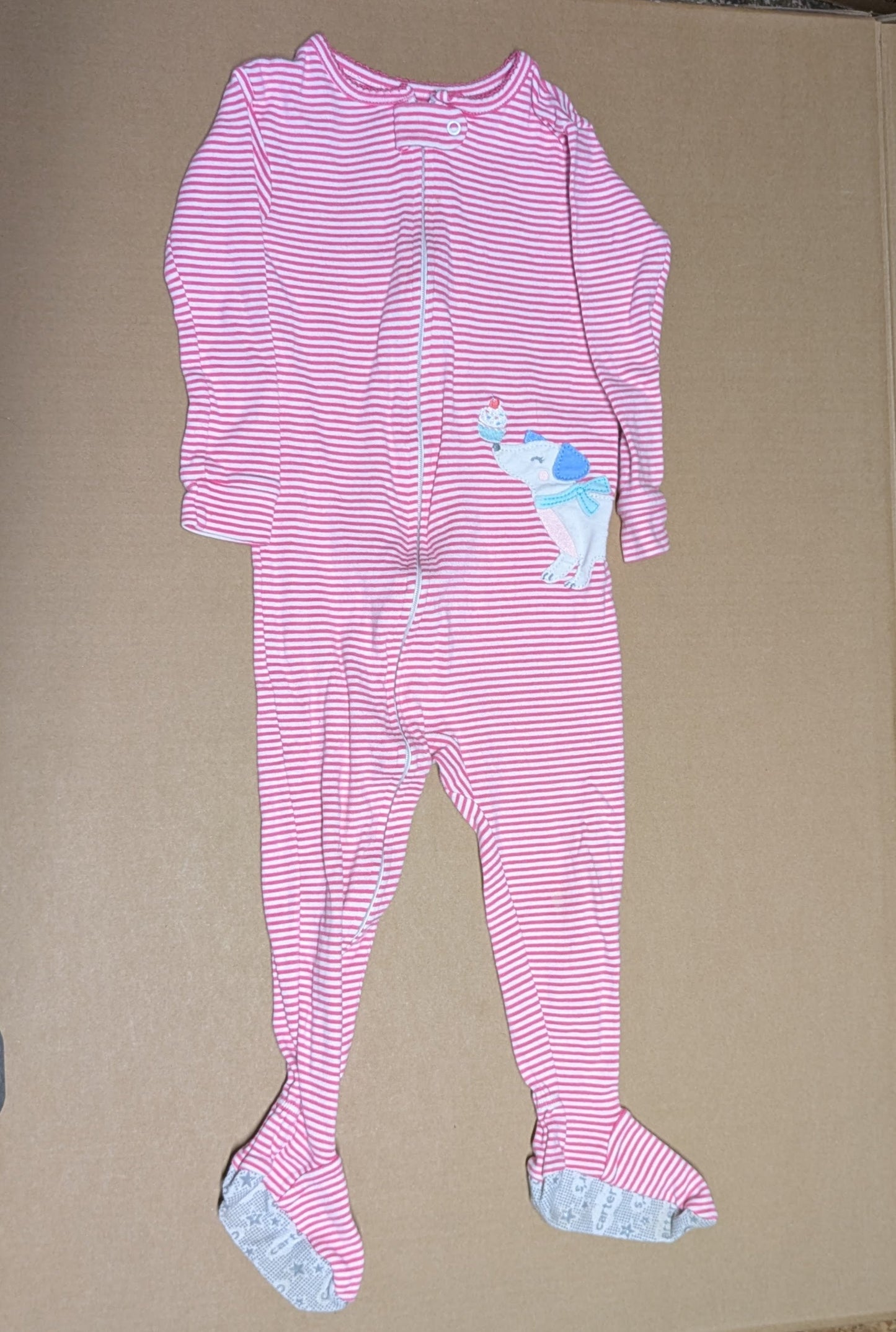 #219 Striped Dog Footed Pajamas, Carter's Brand, Baby (Gender Neutral), Size 24 mo