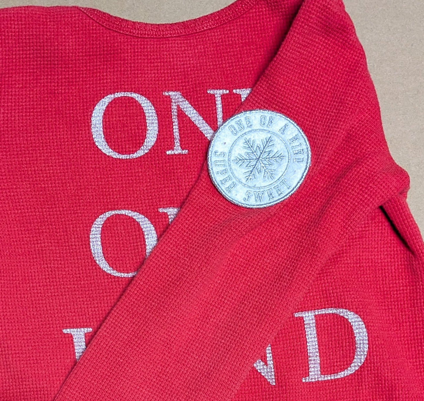 #219 Long Sleeved Red "One of a Kind" Snowflake Shirt, Leveret Brand, Kids (Gender Neutral), Size 4T