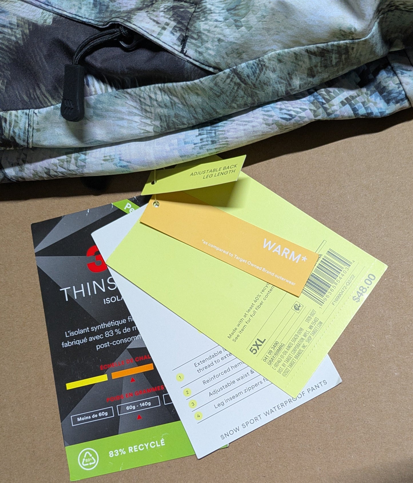 #219 NWT Waterproof Snow Pants, Adjustable Length, 3M Thinsulate, Women's Size 5XL