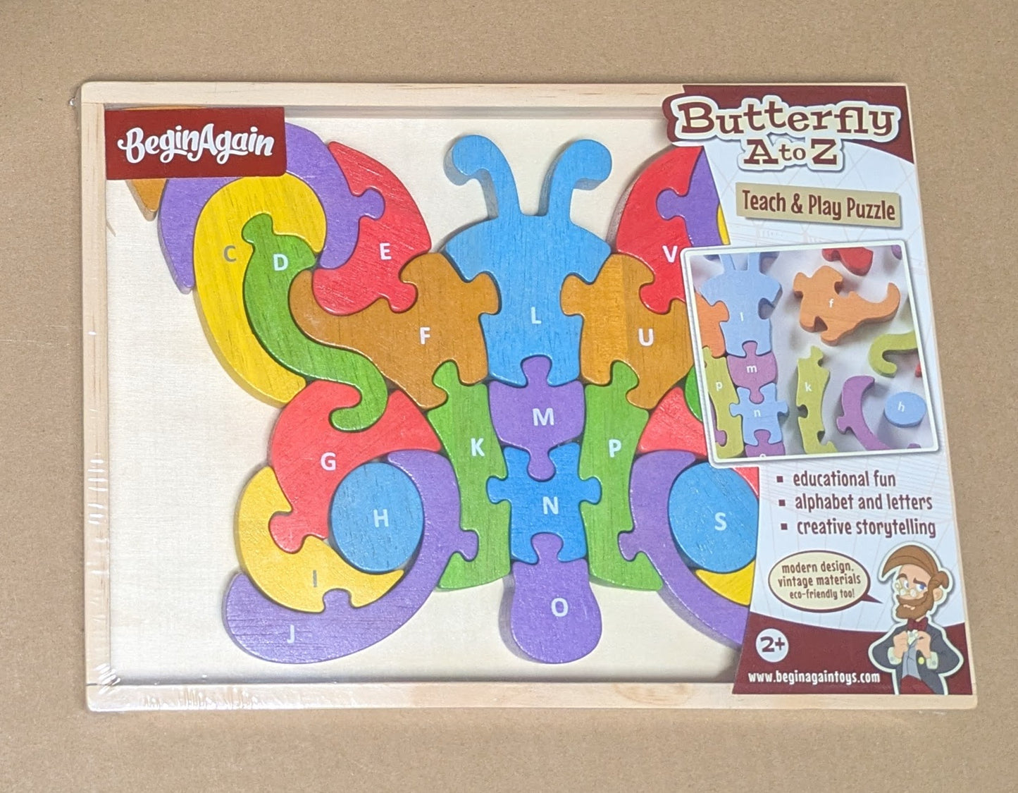 #219 NIB Butterfly A to Z Teach & Play Puzzle, BeginAgain Brand