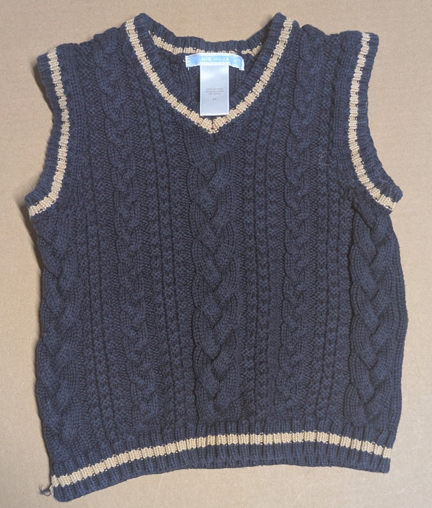 #219 Blue Cable Knit Sweater Vest, Janie and Jack Brand, Kids (Gender Neutral), Size 3T