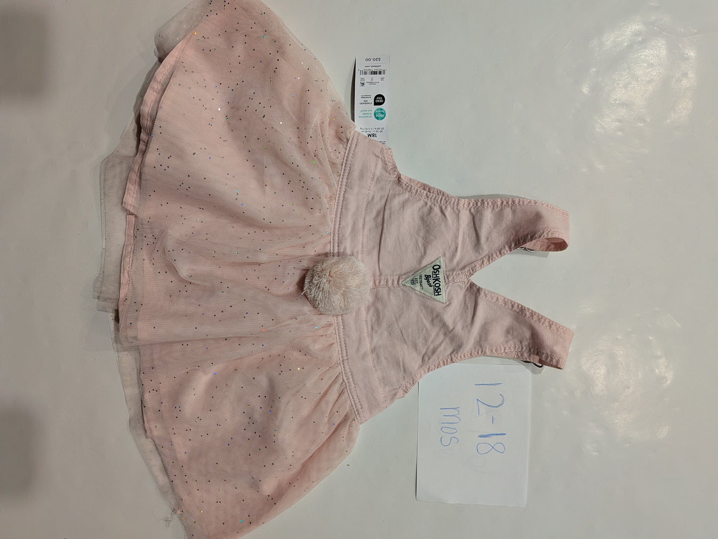 109 girls pink bunny overall dress 12-18