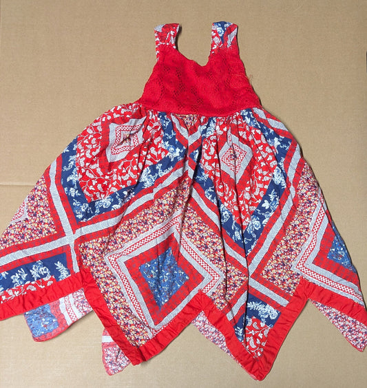 Seller #111, Red White and Blue Kerchief Dress, Blueberi Boulevard Brand, Girls, Size 24 mo