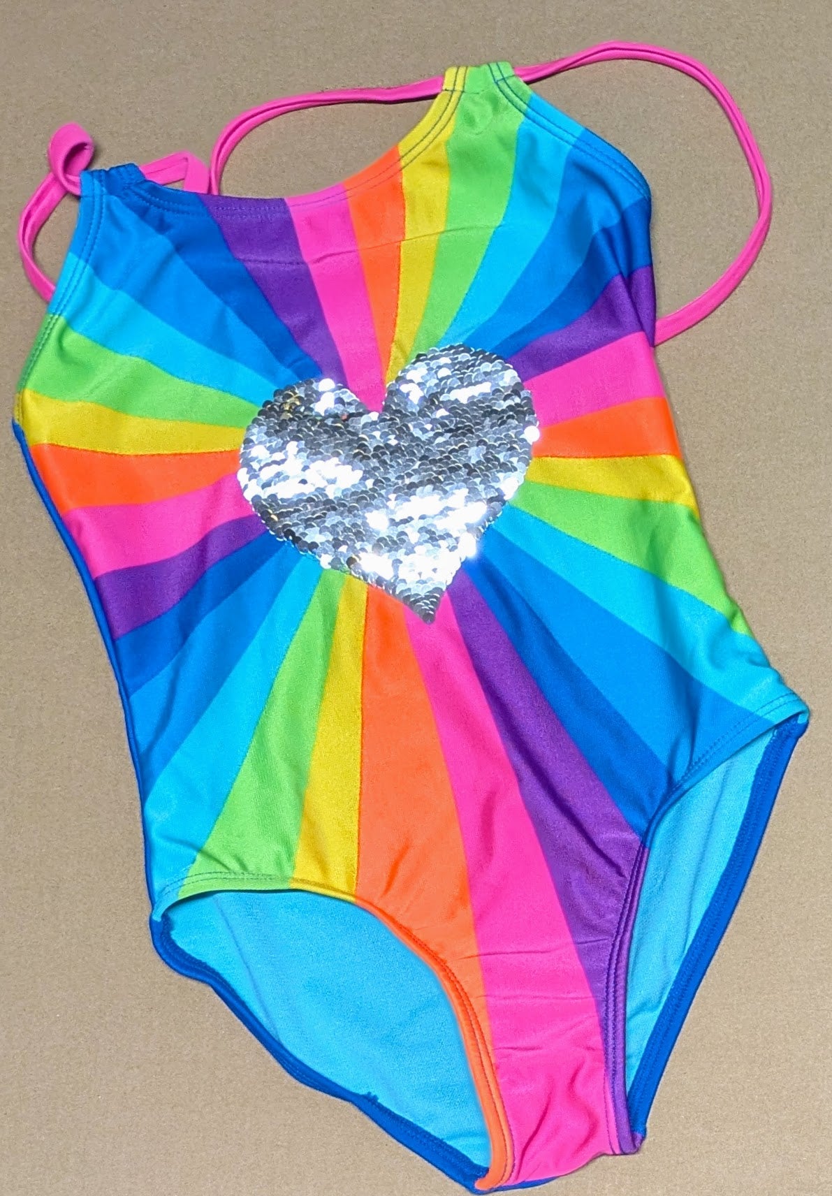 Seller #111, Rainbow Sequined One-Piece Swimsuit, Cat and Jack Brand, Girls, Size XS (4/5)