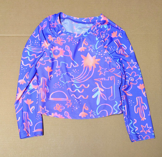 Seller #111, Sun-Protective Rash Guard/Swim Top - Purple Wild, Cat and Jack Brand, Girls, Size 4T