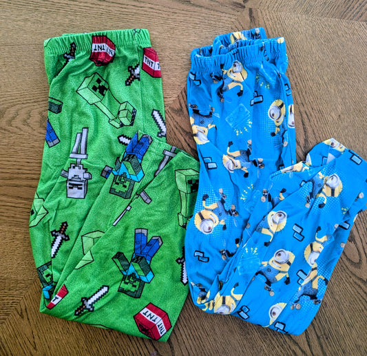 #67 Youth 8 Minecraft and Minions Pajama Pants