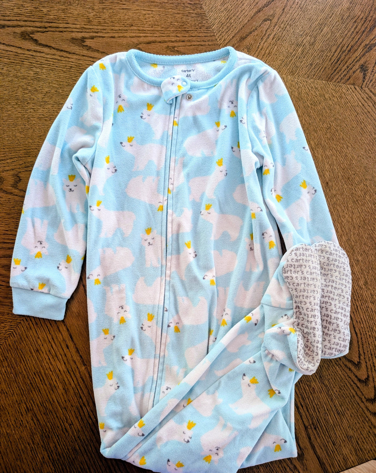 #67 Carter's 4T Polar Bear Footed Fleece Pajamas