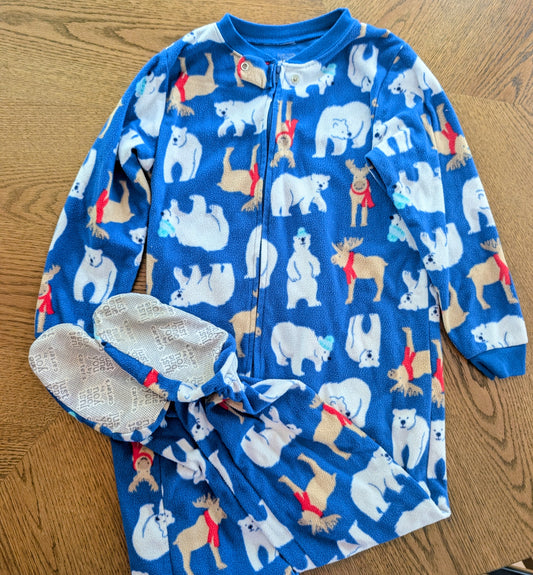#67 Polar Bear and Moose Carter's Footed Pajamas 5T