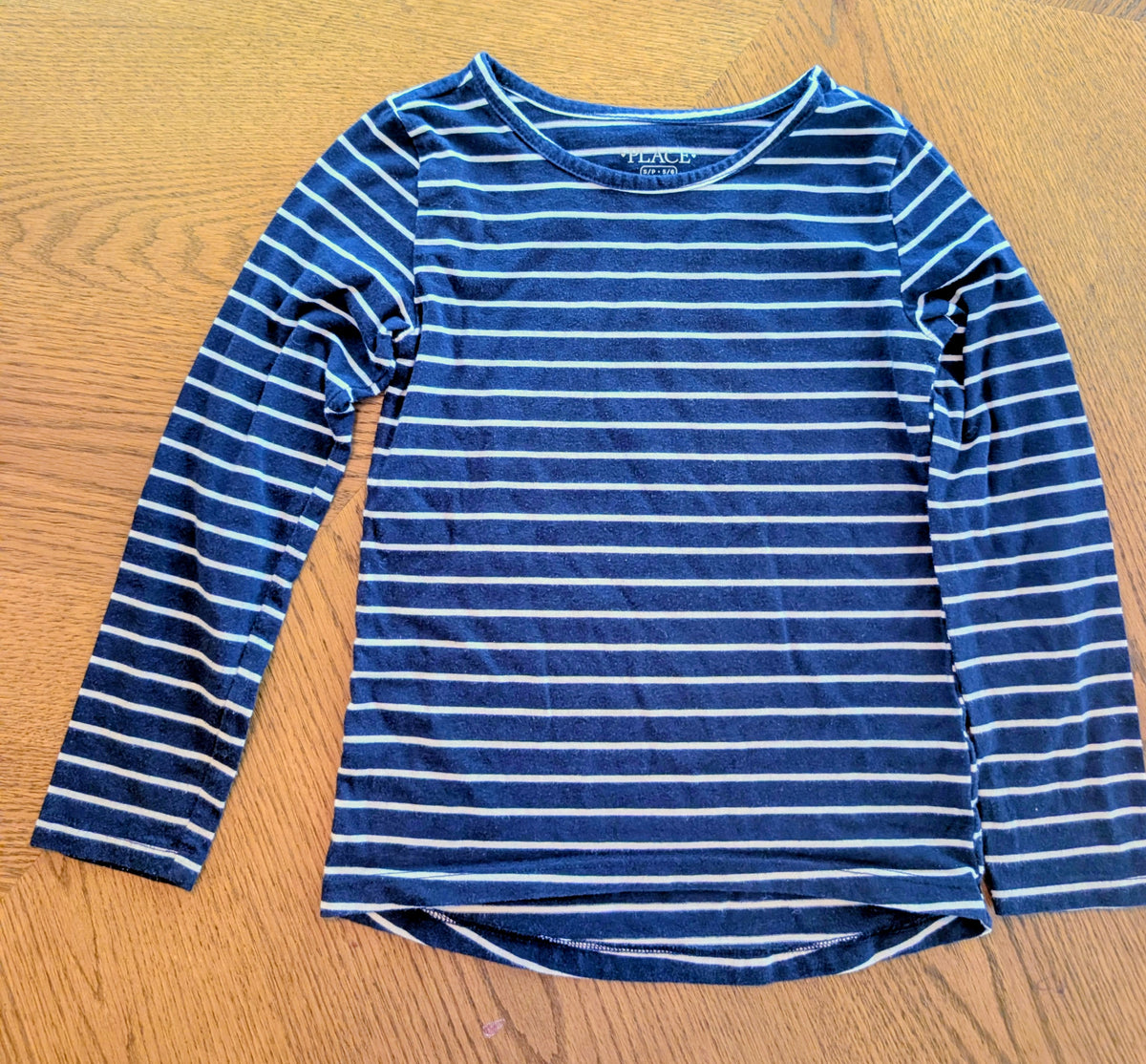 #67 Children's Place Blue and White Striped Long-Sleeve Size 5/6 Girls
