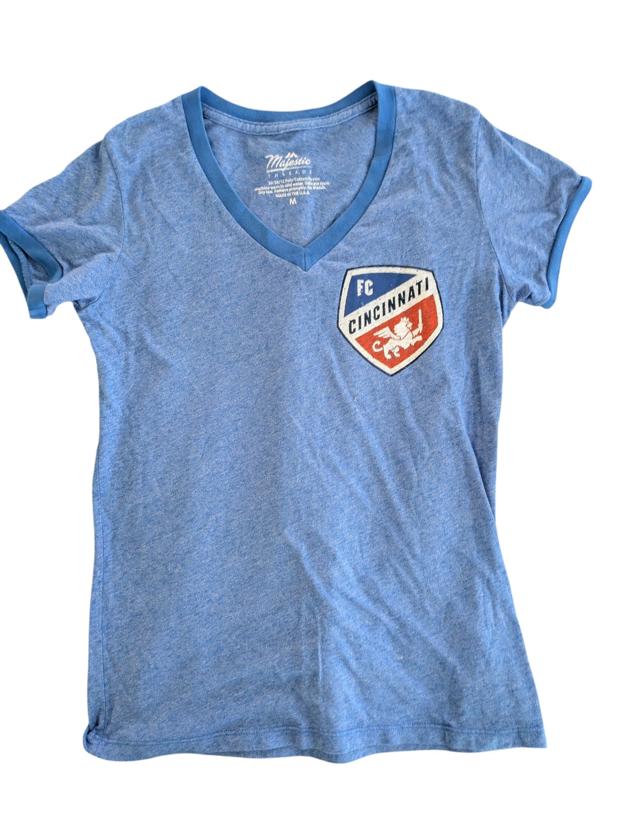 #52 Majestic Brands Womens Size M FC Cincinnati Heathered Blue Tshirt