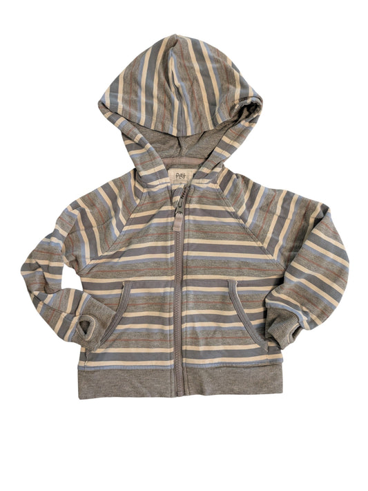 #52 Little Sleepies 2T Vintage Teal Stripe Zip Hoodie