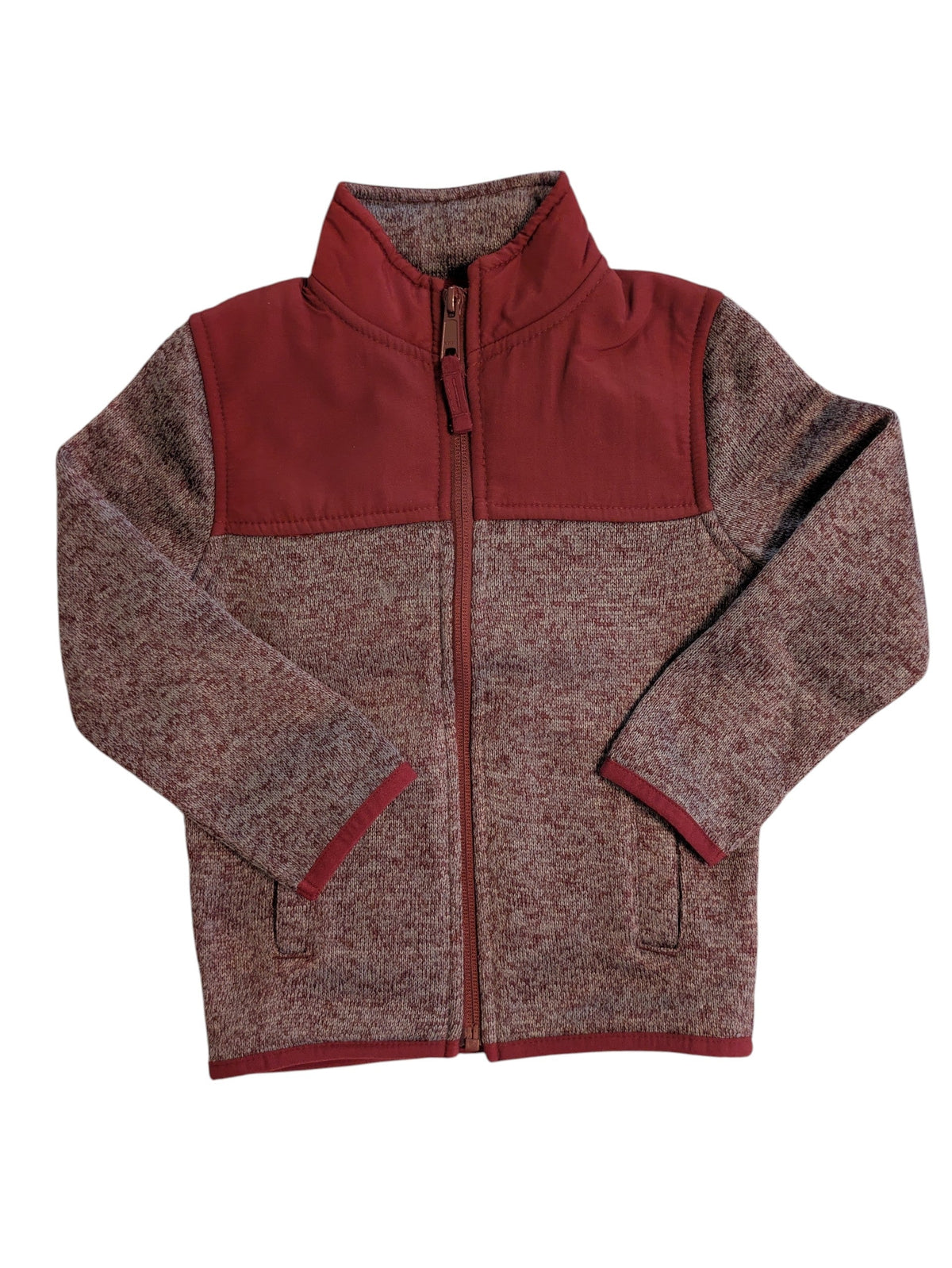 #52 Boys' 3T burgundy Sweater-Knit Fleece Jacket