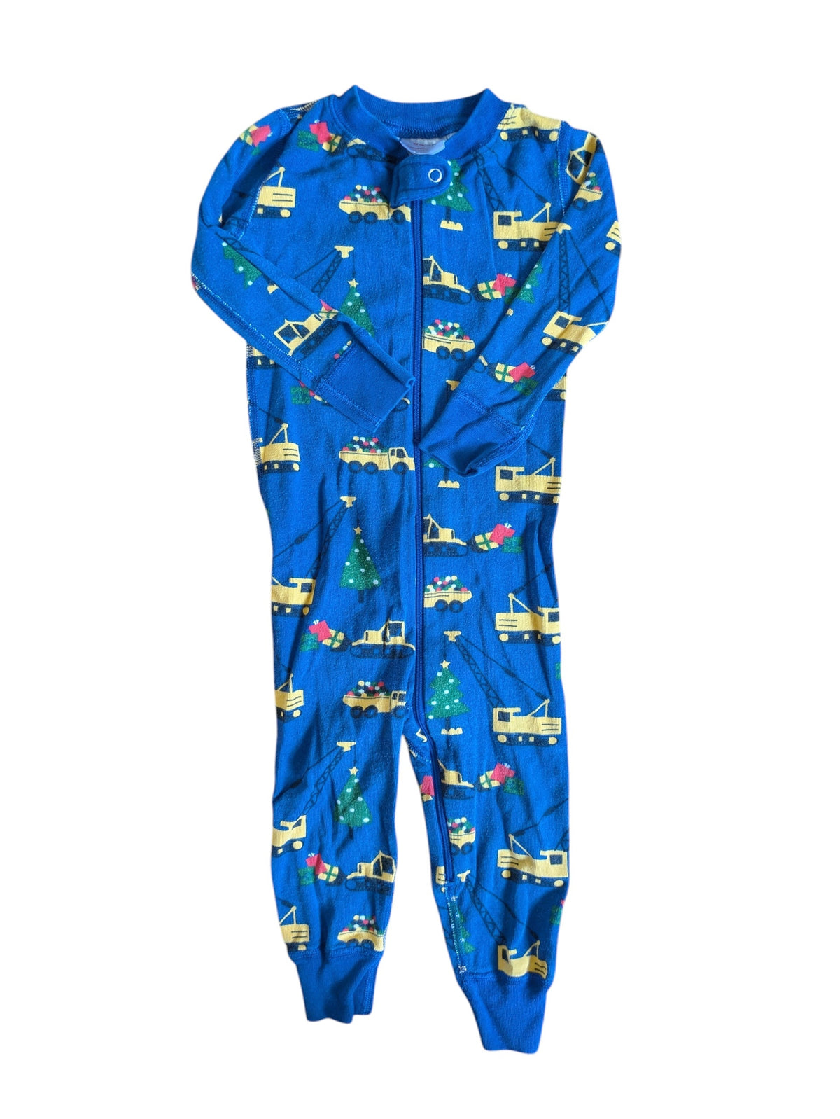 #52 Hanna Andersson 2T Blue Holiday Construction Full-zip  Pajamas