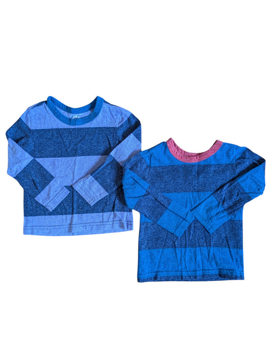 #52 Primary 2T Heathered Stripe Purple and Blue Long-sleeve Bundle