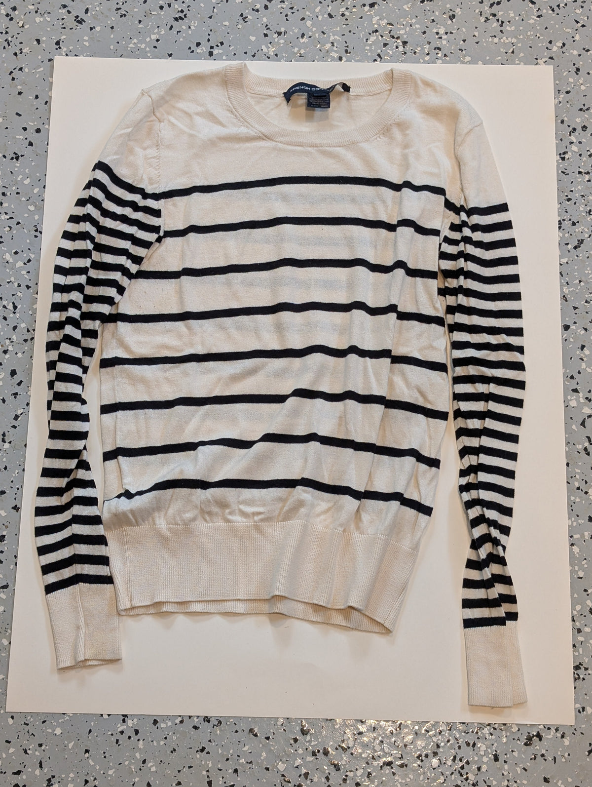 #11 French Connection Black and White Striped Sweater, Women's Medium