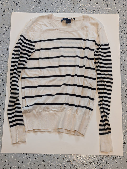 #11 French Connection Black and White Striped Sweater, Women's Medium