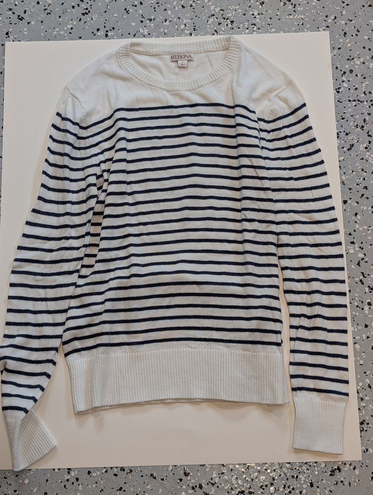 #11 Merona Navy and White Stripped Sweater, Women's Large