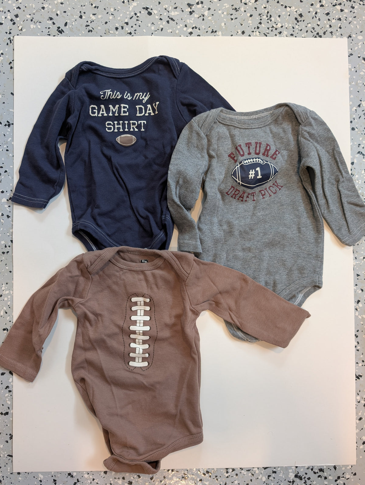 #11 Hudson Baby Football Onesies, 9-12 month boy