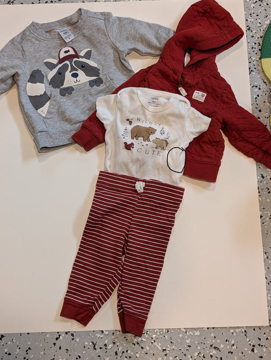 #11 Carter's Bearly Cute Outfit, Raccoon Sweatshirt, 6M Boy