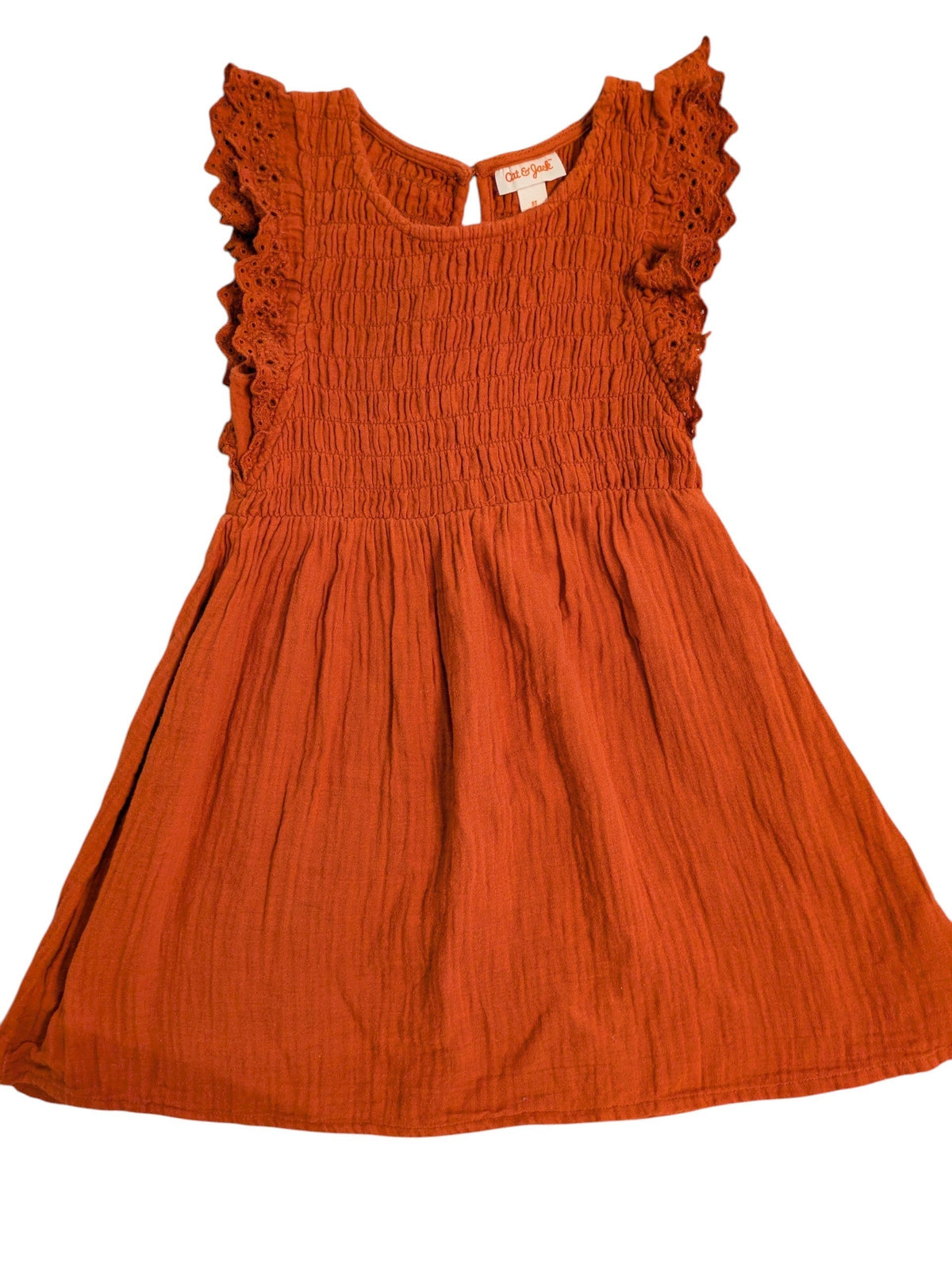 #52 Cat & Jack 5T Burnt Orange Muslin Dress